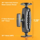 iBolt 38mm / 1.5 inch Metal Rectangular AMPS Pattern to ¼ 20” Metal Camera Screw Dual Ball Mount