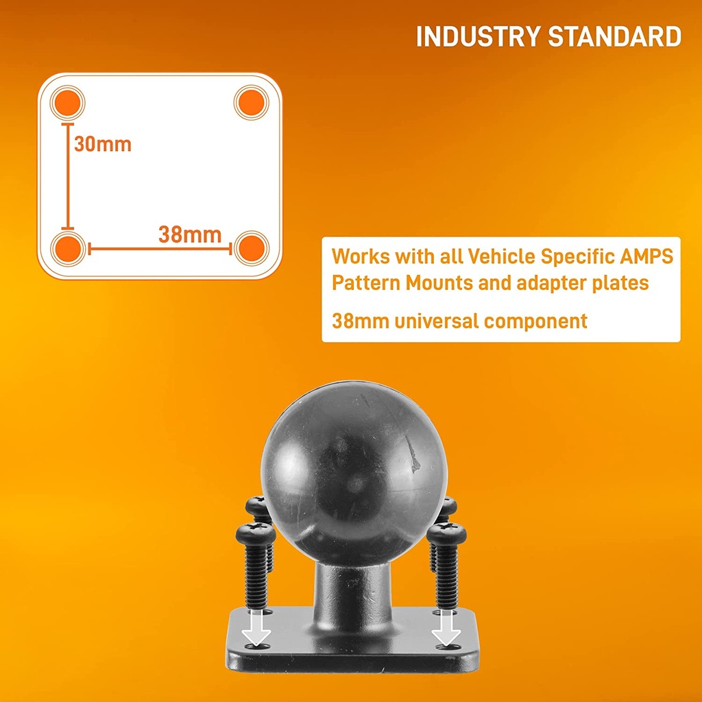 iBolt 38mm / 1.5 inch Metal Rectangular AMPS Pattern to ¼ 20” Metal Camera Screw Dual Ball Mount