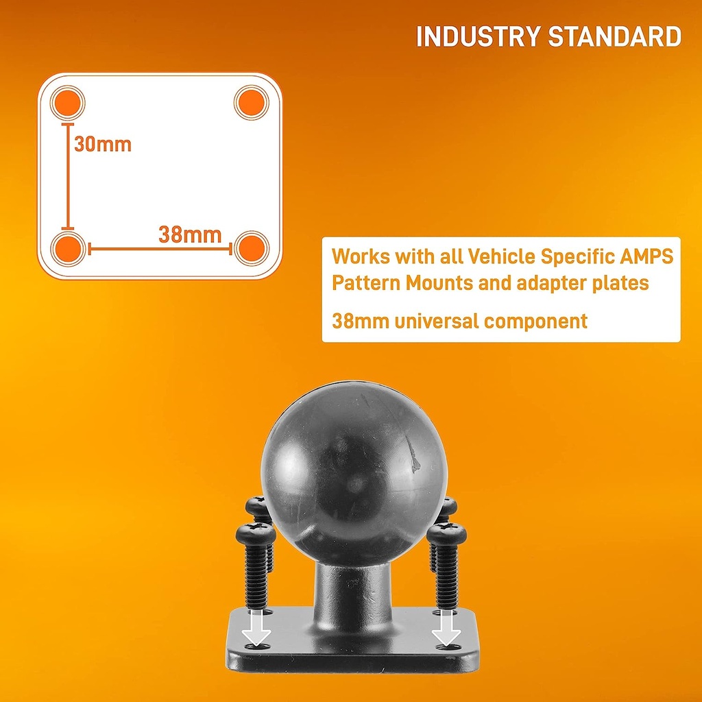 iBOLT 38mm / 1.5 inch Metal Rectangular AMPS Pattern to ¼ 20” Metal Camera Screw Mount