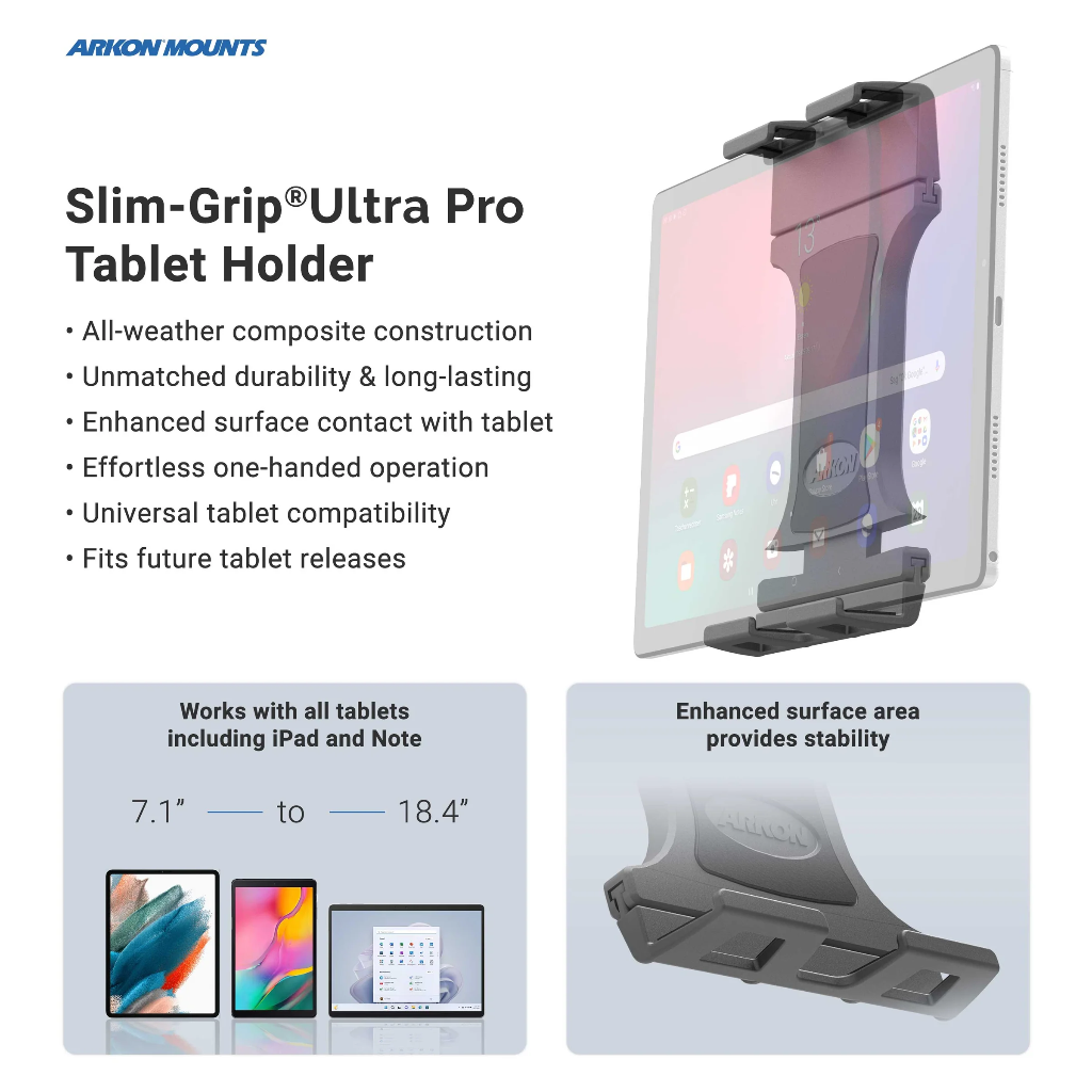 Arkon Slim-Grip® Ultra Pro Universal Tablet Holder w/ AMPS mounting pattern