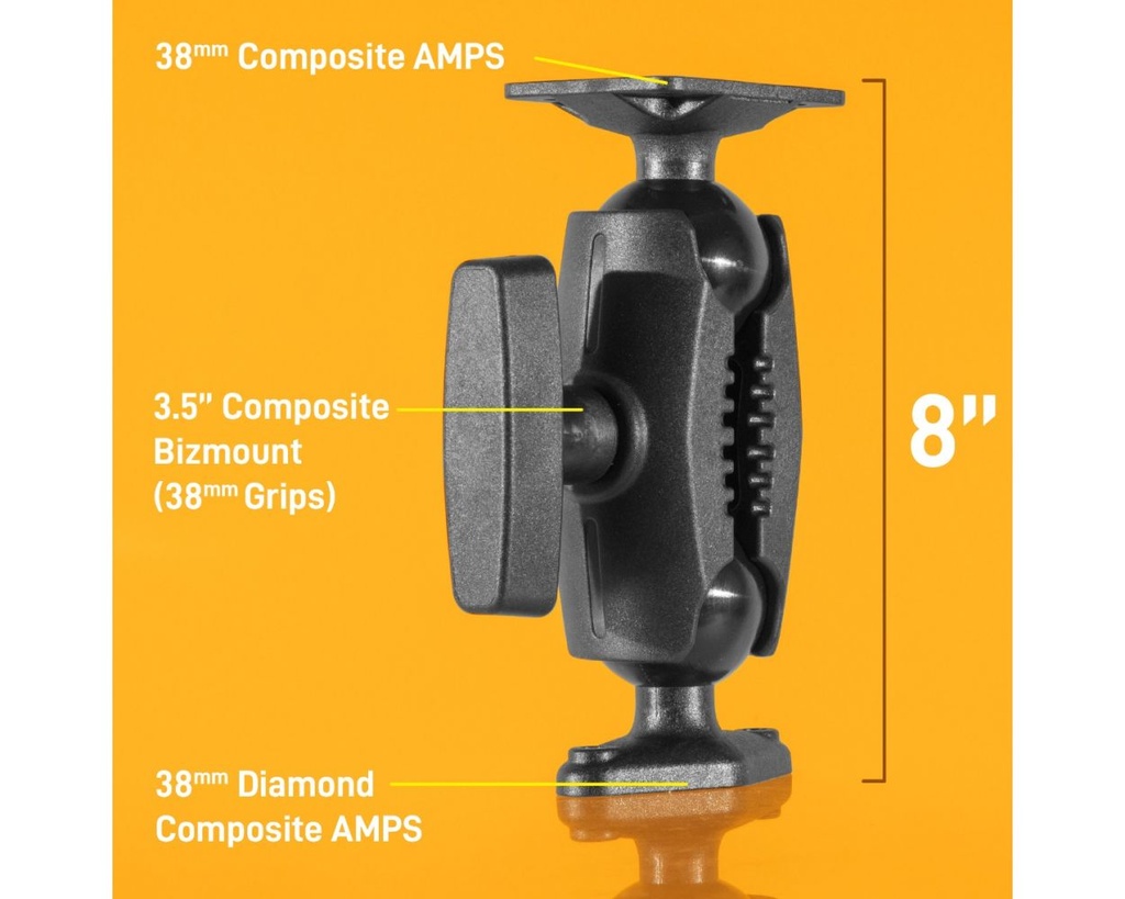 iBOLT 38mm / 1.5 inch Composite Rectangular AMPS Pattern to Composite Diamond AMPS Pattern Drill Base