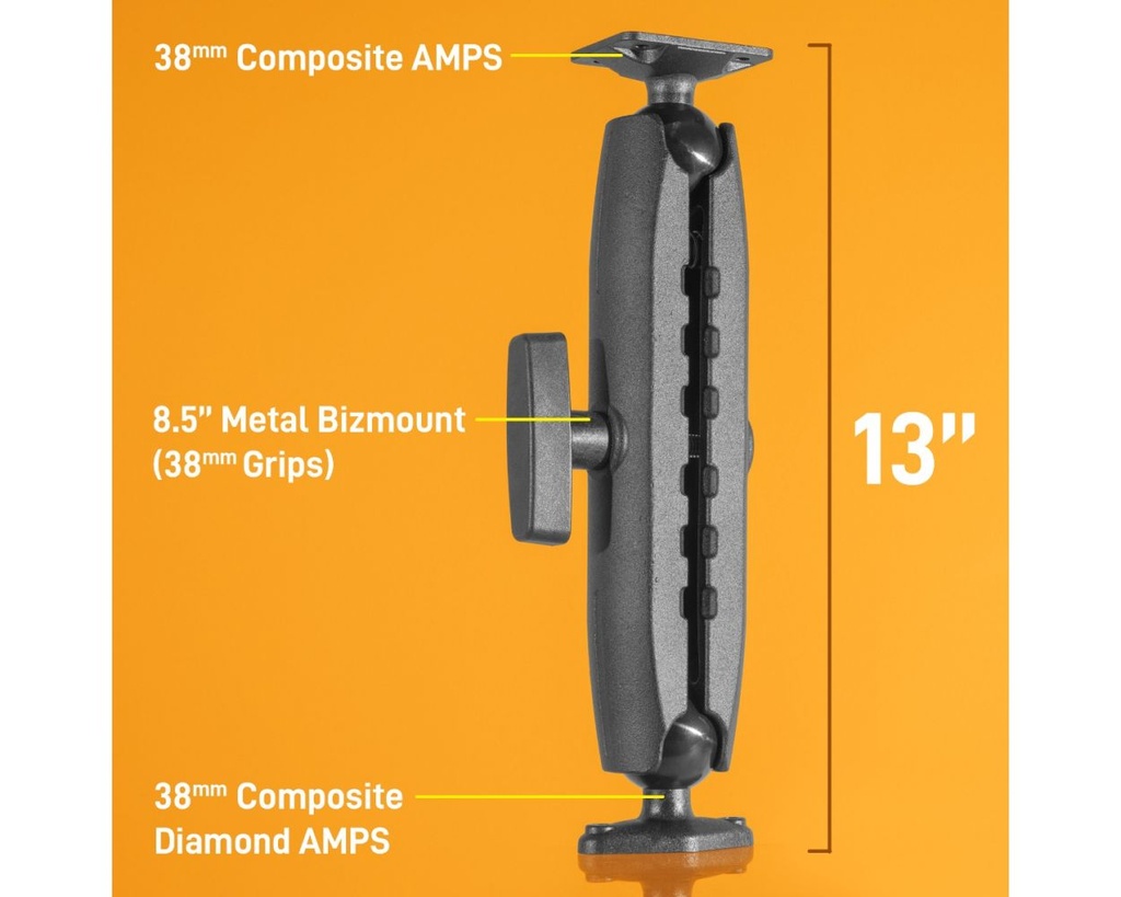 iBOLT 38mm / 1.5 inch Composite Rectangular AMPS Pattern to Composite Diamond AMPS Pattern Drill Base Mount