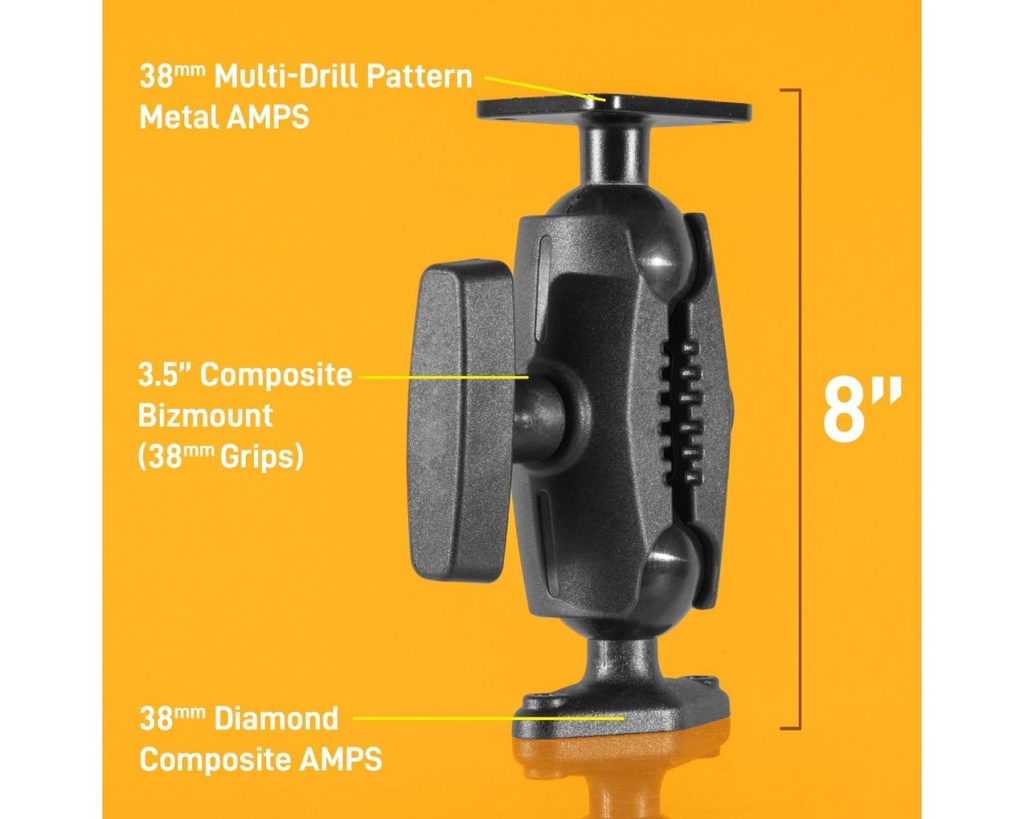 iBOLT 38mm / 1.5 inch Metal Rectangular AMPS Pattern to Composite Diamond AMPS Pattern Drill Base