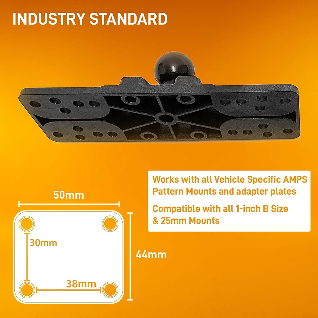 iBOLT 25mm / 1 inch Composite Universal Marine Electronic Fish Finder to Composite Rectangular AMPS Pattern Drill Base Mount