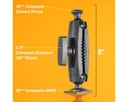 iBOLT 38MM / 1.5 INCH COMPOSITE RECTANGULAR AMPS TO ¼ 20” COMPOSITE CAMERA SCREW DUAL BALL MOUNT iBOLT 38mm / 1.5 inch Composite Rectangular AMPS to ¼ 20” Composite Camera Screw Dual Ball Mount