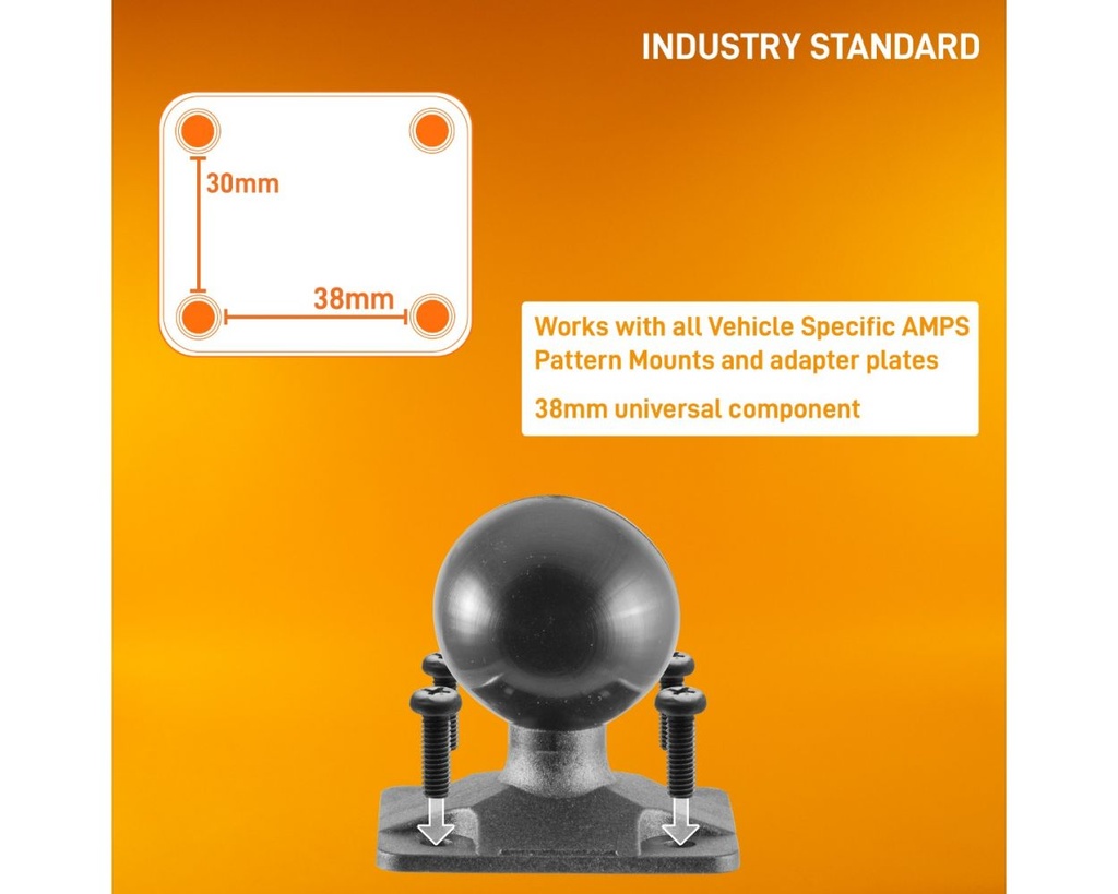 iBOLT 38MM / 1.5 INCH COMPOSITE RECTANGULAR AMPS TO ¼ 20” COMPOSITE CAMERA SCREW DUAL BALL MOUNT iBOLT 38mm / 1.5 inch Composite Rectangular AMPS to ¼ 20” Composite Camera Screw Dual Ball Mount