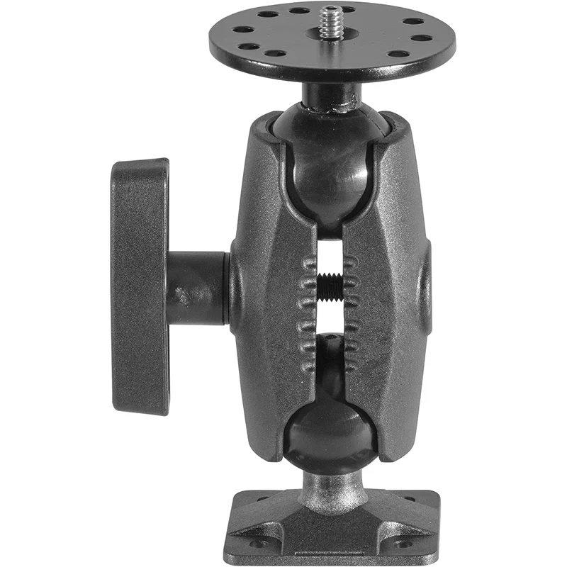 [IBAMPS-34214] iBolt 38mm / 1.5 inch Composite Rectangular AMPS Pattern to ¼ 20” Metal Camera Screw Dual Ball Mount- Featuring a 3.5-inch Composite 38mm Bizmount Arm