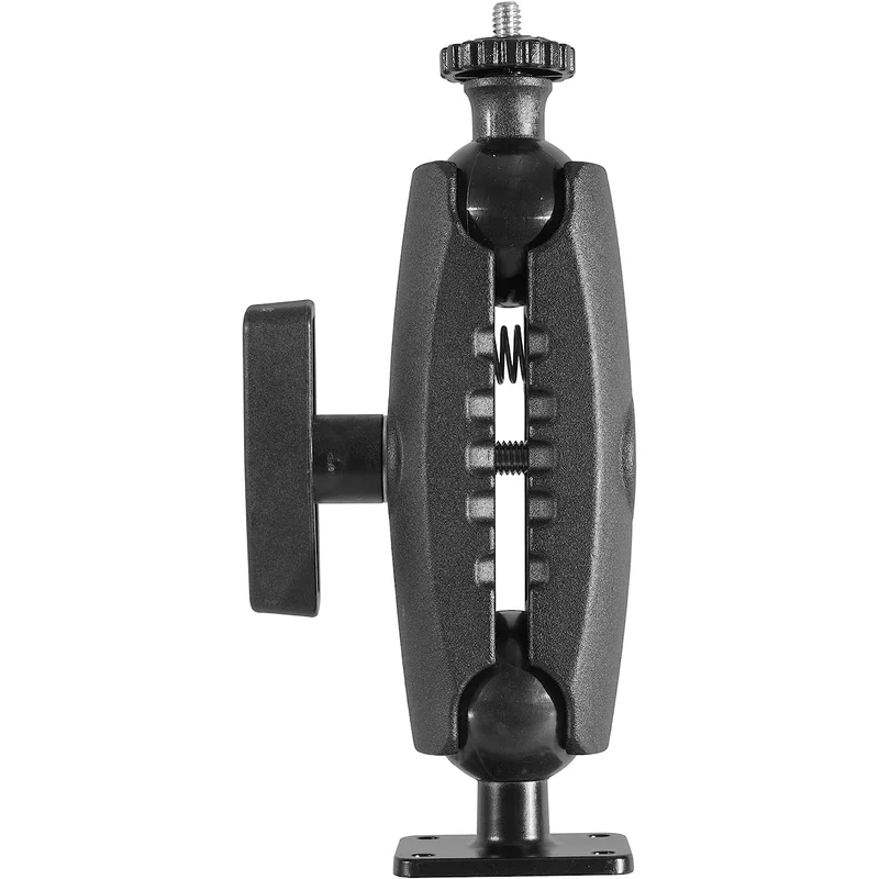 [IBAMPS-34242] iBolt 38mm / 1.5 inch Metal Rectangular AMPS Pattern to ¼ 20” Composite Camera Screw Dual Ball Mount- Featuring a 5-inch Metal 38mm Bizmount Arm