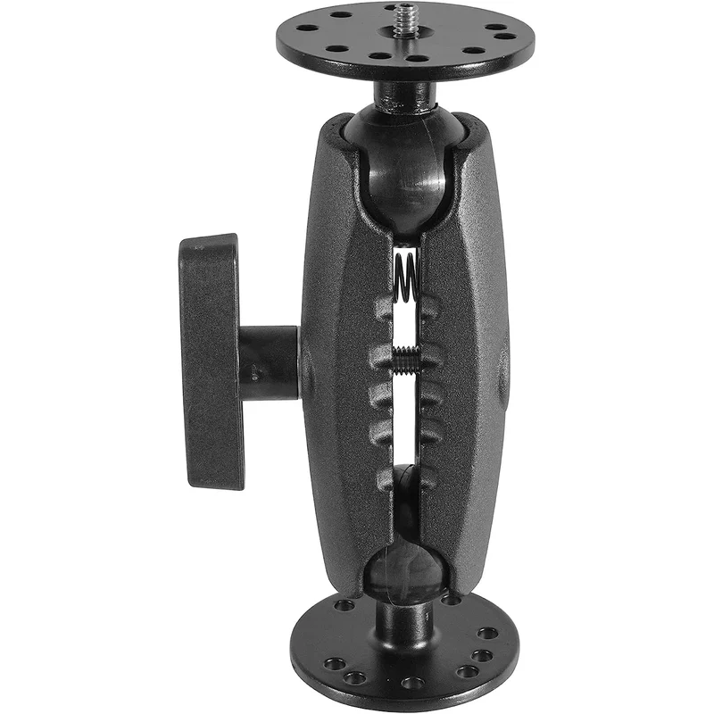 [IBAMPS-34249] iBolt 38mm / 1.5 inch Metal Circular AMPS Pattern to ¼ 20” Metal Camera Screw Dual Ball Mount- Featuring a 5-inch Aluminum 38mm Bizmount Arm